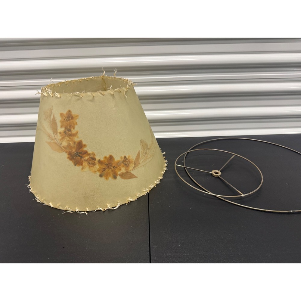 Vintage Pressed Dried Flower Parchment Paper Lampshade DIY Repair Project